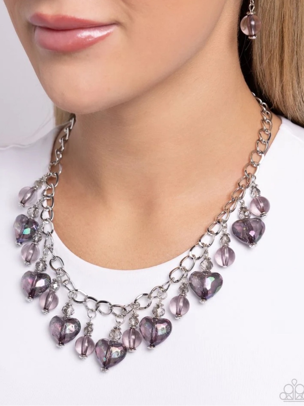 🖤💜🖤 “THE BEST HEART” IRIDESCENT BLACK NECKLACE WITH EARRINGS ~ PAPARAZZI❗️ 🖤💜🖤
